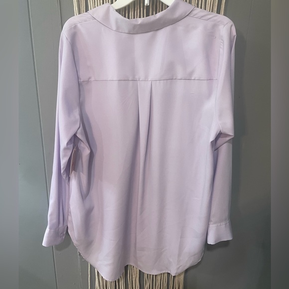 Evri, lavender, long sleeve button down soft  top, size ox - Picture 2 of 3